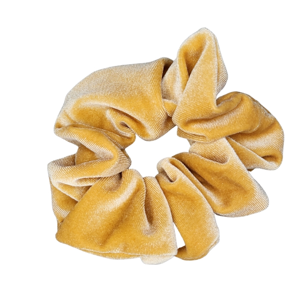 Mustard Yellow Velvet Hair Scrunchie [SMALL]